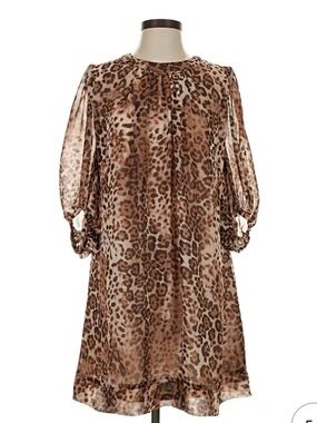 New York & Company Animal Print Shift Dress sz S Eva Mendes